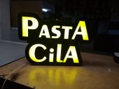 Pasta Cila Yazılı Tabelası 3D LED Tabela Neon Etkili Işıklı Kutu Harf Tabela 30x45cm Pleksiglass - 1