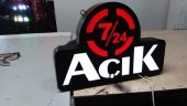 7-24 Açık Open Yazılı Tabelası 3D LED Tabela Neon Etkili Işıklı Kutu Harf Tabela 30x45cm Pleksiglass - 1