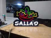 Sallad Salata Tabelası 3D LED Tabela Neon Etkili Işıklı Kutu Harf Tabela 30x45cm Pleksiglass - 1