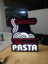 Pasta Görselli Yazılı Tabelası 3D LED Tabela Neon Etkili Işıklı Kutu Harf Tabela 30x45cm Pleksiglass - 1