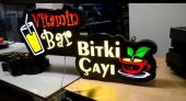Bitki Çayı Tabelası 3D LED Tabela Neon Etkili Işıklı Kutu Harf Tabela 30x45cm Pleksiglass - 1