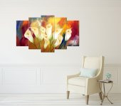 Yağlı Boya Temalı Çiçekler 5 Parçalı MDF Tablo - 1