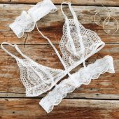 Bayan Sexy Beyaz Dantelli Bralet Kadın Dantel İşlemeli Sütyen - 2