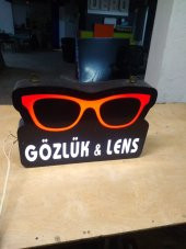 Gözlük Lens Yazılı Tabelası 3D LED Tabela Neon Etkili Işıklı Kutu Harf Tabela 30x45cm Pleksiglass - 1