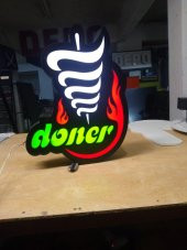 Döner Yazılı Dönerci Tabelası 3D LED Tabela Neon Etkili Işıklı Kutu Harf Tabela 30x45cm Pleksiglass - 1