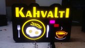 Kahvaltı Salonu Tabelası 3D LED Tabela Neon Etkili Işıklı Kutu Harf Tabela 30x45cm Pleksiglass - 1