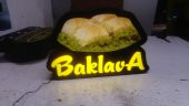 Baklava Baklavacı Tabelası 3D LED Tabela Neon Etkili Işıklı Kutu Harf Tabela 30x45cm Pleksiglass - 1