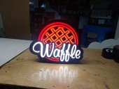Waffle Kırmızı Yazılı Tabelası 3D LED Tabela Neon Etkili Işıklı Kutu Harf Tabela 30x45cm Pleksiglass thumbnail 1