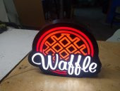 Waffle Kırmızı Yazılı Tabelası 3D LED Tabela Neon Etkili Işıklı Kutu Harf Tabela 30x45cm Pleksiglass thumbnail 2