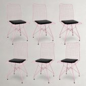 Chic Life Pembe 6 lı Tel Sandalye - 1