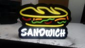 Sandwich Yazılı Resim Tabelası 3D LED Tabela Neon Etkili Işıklı Kutu Harf Tabela 30x45cm Pleksiglass - 1