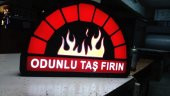 Odunlu Taş Fırın Yazılı Tabela 3D LED Tabela Neon Etkili Işıklı Kutu Harf Tabela 30x45cm Pleksiglass - 1