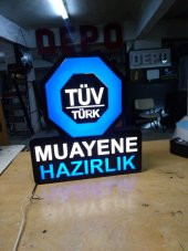 TÜVTÜRK Muayene Yazılı Tabelası 3D LED Tabela Neon Etkili Işıklı Kutu Harf Tabela 30x45cm Pleksiglas - 1