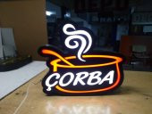 Çorba Görselli Yazılı Tabelası 3D LED Tabela Neon Etkili Işıklı Kutu Harf Tabela 30x45cm Pleksiglass - 2