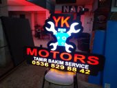 Yk Motors Yazılı Tabelası 3D LED Tabela Neon Etkili Işıklı Kutu Harf Tabela 30x45cm Pleksiglass thumbnail 2