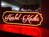 Hasbel Kader Yazılı Tabelası 3D LED Tabela Neon Etkili Işıklı Kutu Harf Tabela 30x45cm Pleksiglass thumbnail 2