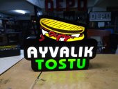 Ayvalık Tostu Büfeci Tabelası 3D LED Tabela Neon Etkili Işıklı Kutu Harf Tabela 30x45cm Pleksiglass - 2