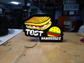Tost Hamburger Butik Tabelası 3D LED Tabela Neon Etkili Işıklı Kutu Harf Tabela 30x45cm Pleksiglass - 2