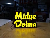 Midye Dolma Midyeci Tabelası 3D LED Tabela Neon Etkili Işıklı Kutu Harf Tabela 30x45cm Pleksiglass - 1