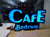 Cafe Bodrum Tabelası 3D Led Tabela Neon Etkili Pleksiglass Işıklı Kutu Harf Depo Tabela Maltepe thumbnail 1
