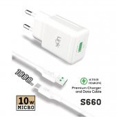 LinkTech S660 Premium 10W 2.1A Micro USB Otomatik Akıllı Şarj Aleti Beyaz - 1