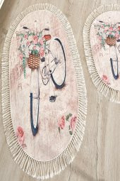 Çapa Home Kaydırmaz Taban Digital Klozet Takımı Oval 2li Banyo Paspas Seti Yıkanabilir Bisiklet - 2