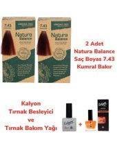 NATURA BALANCE SAÇ BOYASI 7.43 KUMRAL BAKIR 2 ADET + KALYON TIRNAK BESLEYİCİ VE BAKIM YAĞI - 1