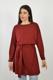 Kadın Bordo Kuşaklı Tunik - 1