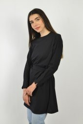 Kadın Siyah Kuşaklı Tunik - 2