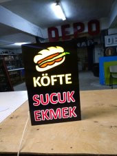 Köfte Sucuk Ekmek Yazılı Görselli Tabela 3D LED Tabela Pleksi Neon Etkili Işık Kutu Harf Depo Reklam thumbnail 1