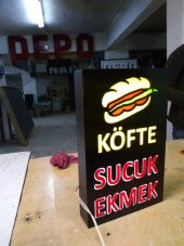 Köfte Sucuk Ekmek Yazılı Görselli Tabela 3D LED Tabela Pleksi Neon Etkili Işık Kutu Harf Depo Reklam thumbnail 2