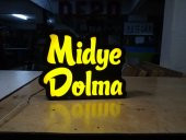 3D MİDYE DOLMA LED TABELA 30X45 CM PLEKSİGLASS (BUTİK TABELA YAPIMI İÇİN YAZINIZ) - 1