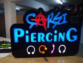 Çarşı Piercing Firma Logolu Butik 3D LED Tabela Neon etkili Işıklı Kutu Harf Tabela Depo Reklam thumbnail 3
