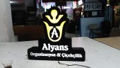 Alyans Organizasyon ve Çiçekçilik Firma Logo Butik Tabelası 3D Neon Etkili Işıklı LED Tabela Harf - 2