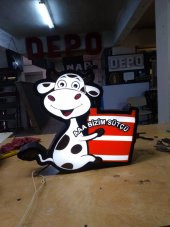 AAA Bizim Sütçü Firma Logolu Yazılı Tabelası 3D Led Neon Etkili Işıklı Tabela Kutu Harf Depo Tabela thumbnail 2