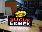 Sucuk Ekmek Resimli Yazılı Tabelası 3D Led Neon Etkili Işıklı Tabela Kutu Harf Depo Tabela Maltepe - 1