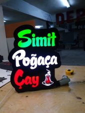 Simit-Poğaça-Çay Yazılı Tabelası 3D Led Neon Etkili Işıklı Tabela Kutu Harf Depo Reklam İstanbul - 1