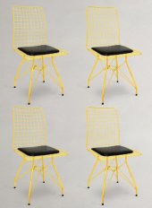 Chic Life Sarı 4 lü Tel Sandalye - 1