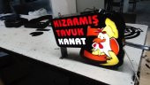 Kızarmış Tavuk Kanat Tavukçu Tabelası 3D Led Neon Etkili Işıklı Tabela Kutu Harf Depo Reklam Tabela - 1