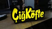 Sarı Yazılı Çiğköfte Tabela 3D Led Neon Etkili Işıklı Tabela Kutu Harf Depo Tabela Reklam Maltepe - 1