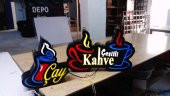 Çay ve Çeşitli Kahve Tabela 3D Led Neon Etkili Işıklı Tabela Kutu Harf Depo Tabela Reklam Maltepe - 1