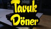 Tavuk Döner Yazılı Sarı Renk Tabela 3D Led Neon Etkili Işıklı Tabela Kutu Harf Depo Reklam İstanbul - 1