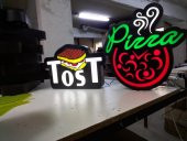 Tost ve Pizza Tabela 3D Led Neon Etkili Işıklı Tabela Kutu Harf Depo Tabela Reklam Maltepe İstanbul - 1