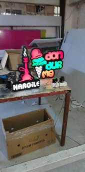 Shisha Dondurma Tabela 3D Led Neon Etkili Işıklı Tabela Kutu Harf Depo Reklam Tabela Maltepe Kartal - 1