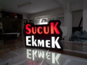 Sucuk Ekmek Yazılı Tabelası 3D Led Neon Etkili Işıklı Tabela Kutu Harf Depo Reklam Küçükçekmece Şile - 1