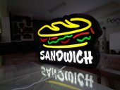 Sandwich Resimli Yazılı Tabelası 3D Led Neon Etkili Işıklı Tabela Kutu Harf Depo Reklam İstanbul thumbnail 1