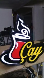 Standart Ölçü Çay Tabela 3D Led Neon Etkili Işıklı Tabela Kutu Harf Depo Reklam Butik Tabela Özel - 1