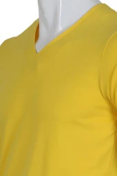 Erkek Tişört Dar Kesim V Yaka RAR00613 Sarı T-Shirt - 4
