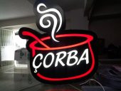 Kırmızı Renkli Soup Çorba Tabela 3D Led Neon Etkili Işıklı Tabela Kutu Harf Depo Reklam Tabela - 2