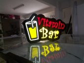 Vitamin Bar Görselli Yazı Tabela 3D Led Neon Etkili Işıklı Tabela Kutu Harf Depo Reklam Tabela - 2